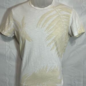 Banana Republic Men’s XS Pattern T-Shirt Cream with Beige Palm Leaves